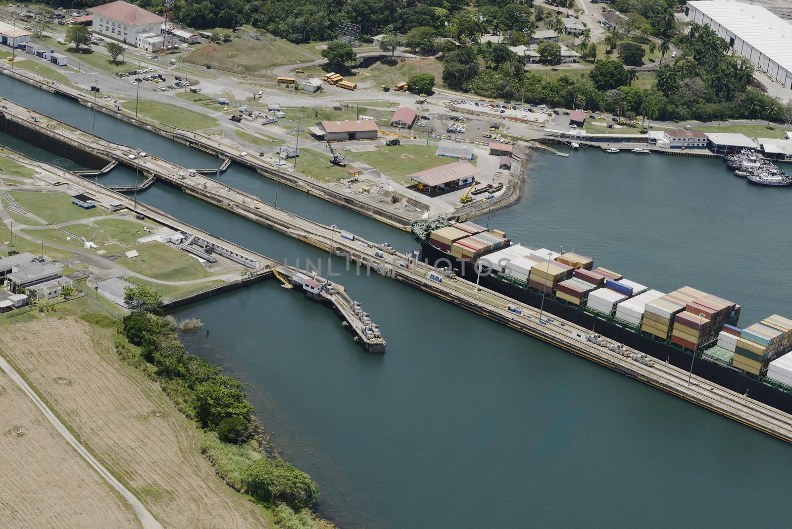 Large Cargo Ship Exiting Gatun Locks, Panama Canal by dani3315