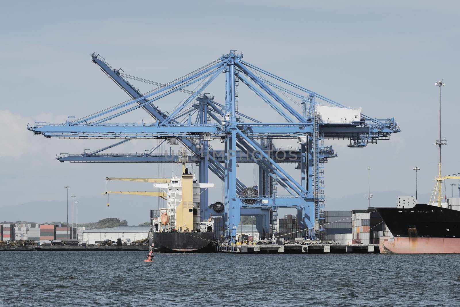 Large Harbor Cranes At The Commercial Dock In Panama City