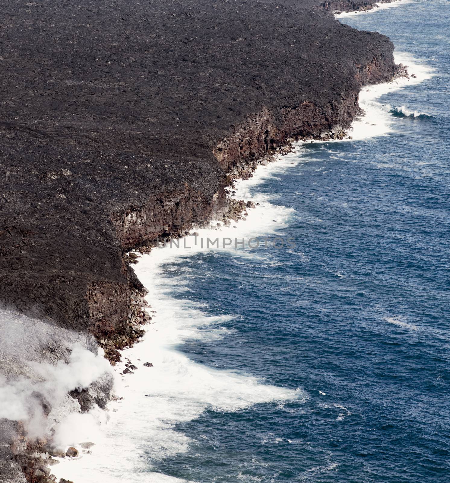 Kilauea Lava Enters The Ocean, Expanding Coastline.  Kilauea Vol by dani3315