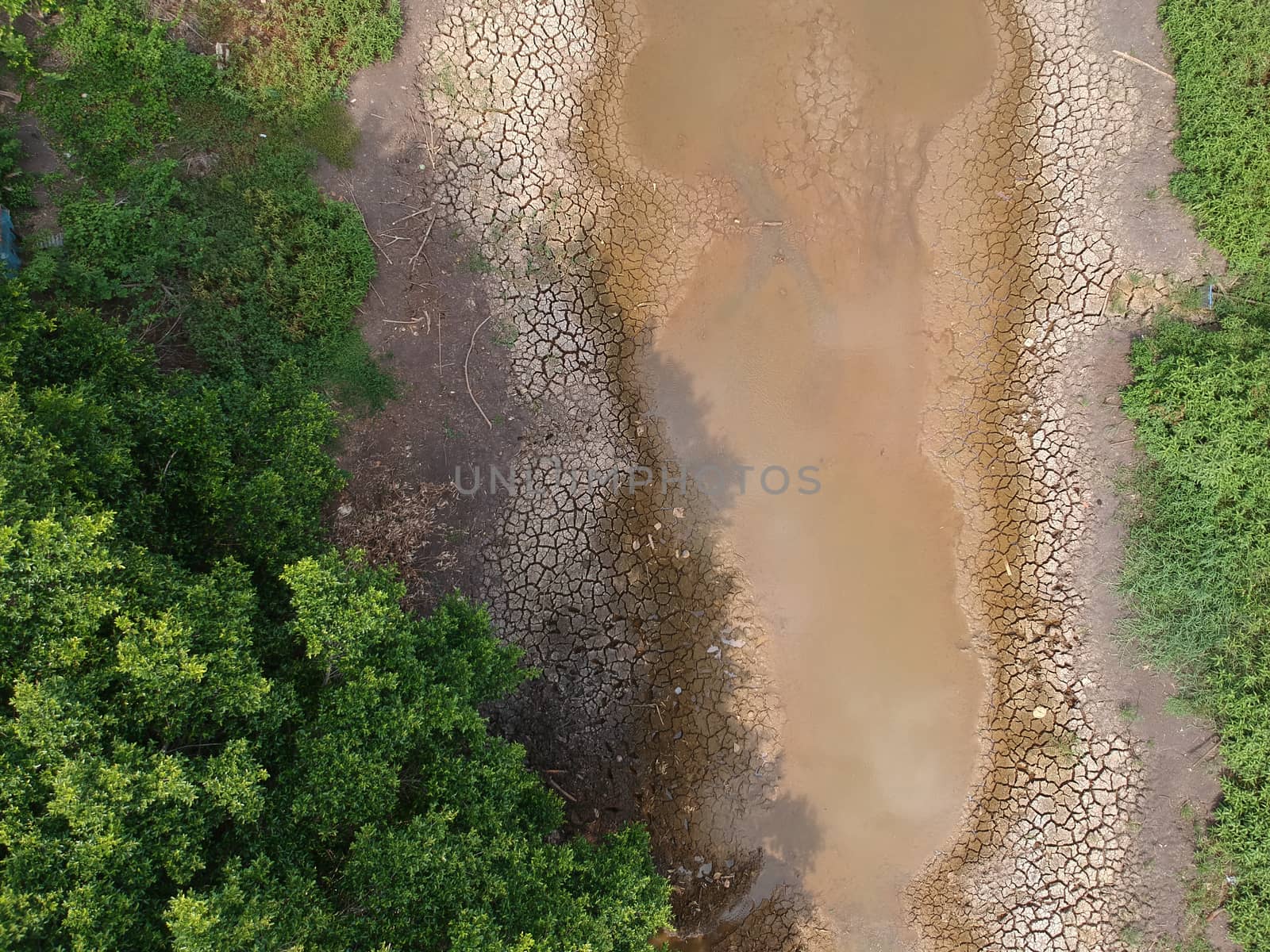 Dried up Canal,Dry canal because of the arid,Aerial view