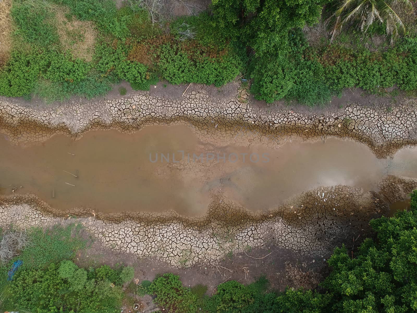 View of a dry canal,Aerial view