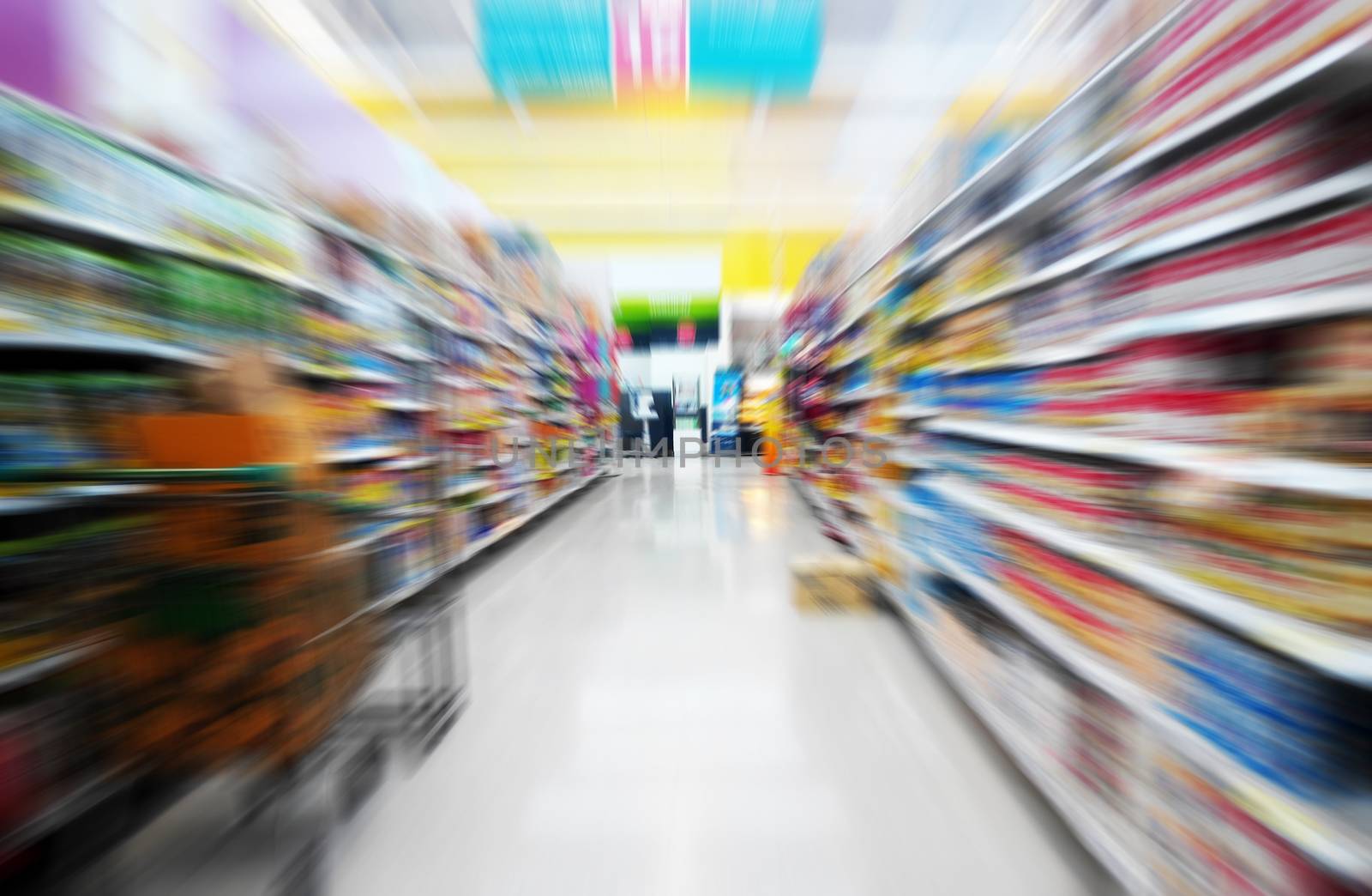Picture motion blur of no customer in supermarket 