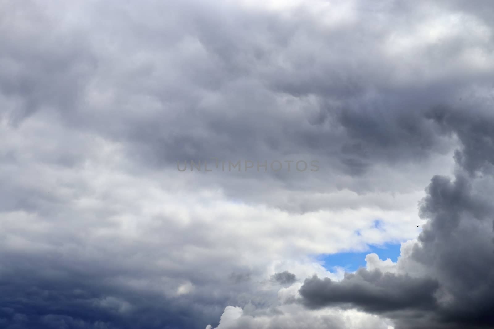 Stunning dark cloud formations in the sky right before a thunderstorm 