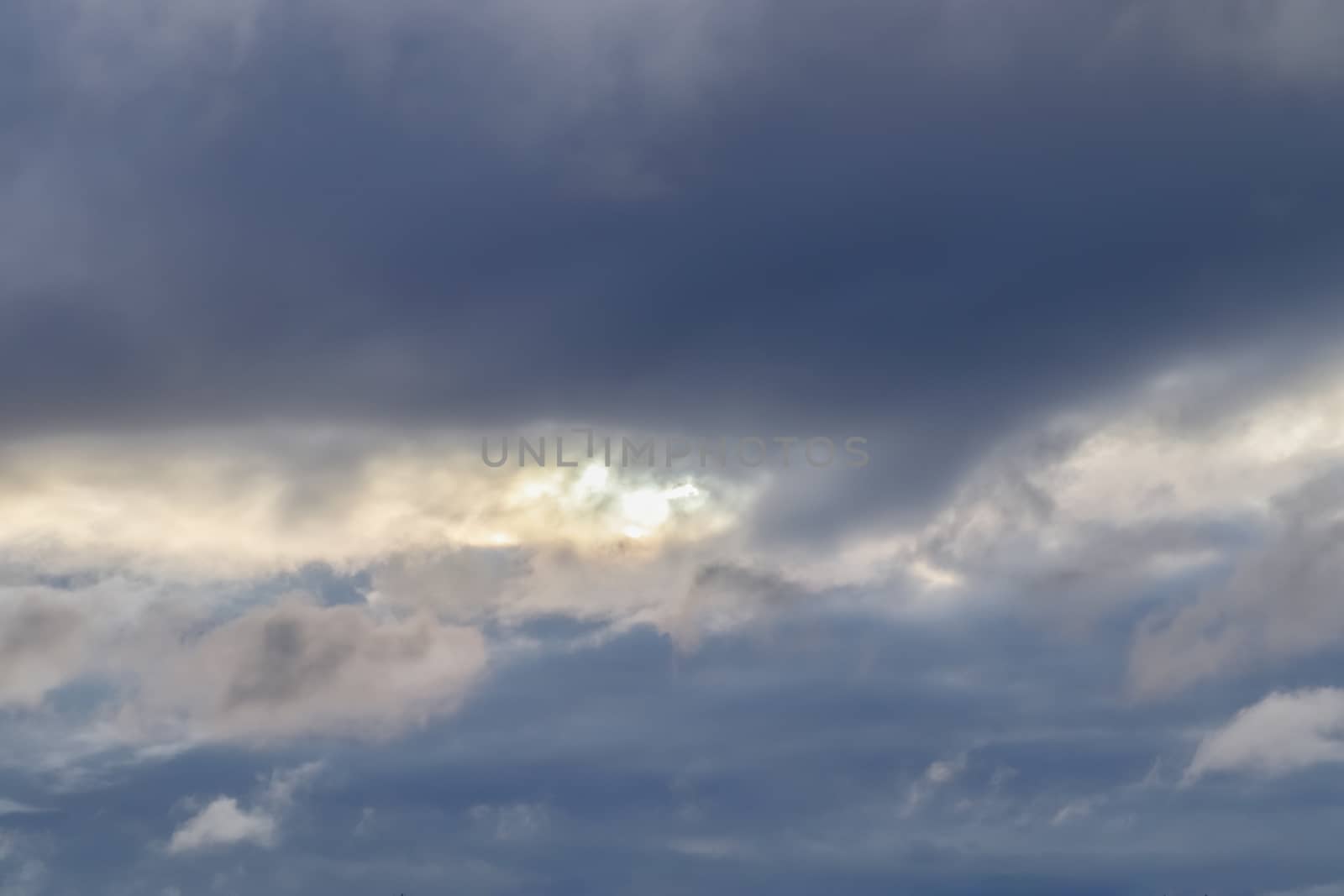 Stunning dark cloud formations in the sky right before a thunderstorm 