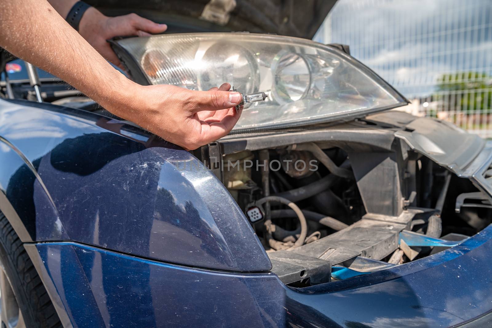 bulb replacement in the car headlight