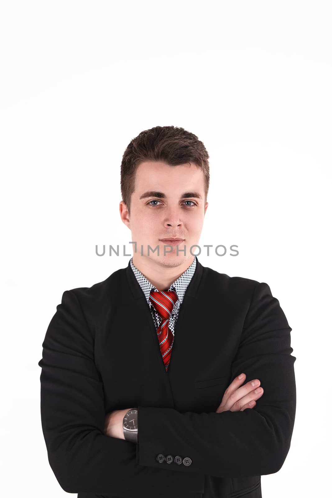 portrait of a young businessman isolated on white background