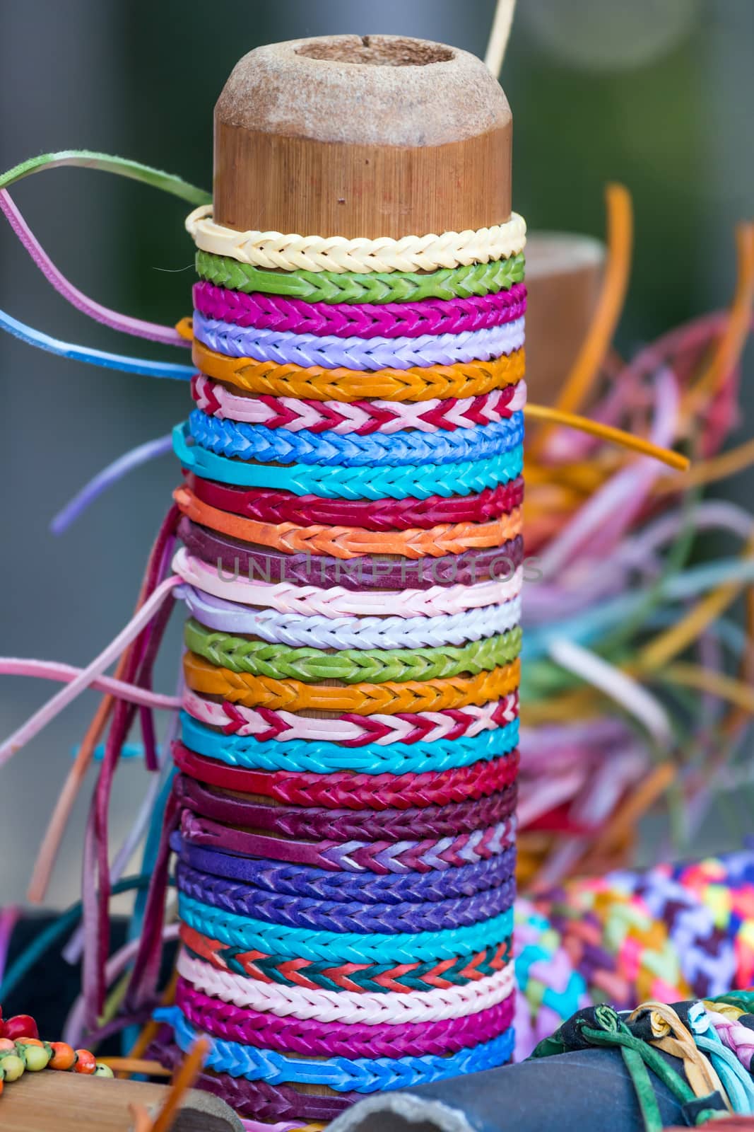 Selection of color thread bracelets 