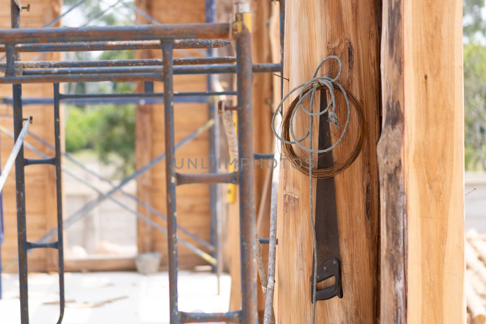 Hand saws for hanging on the construction site.