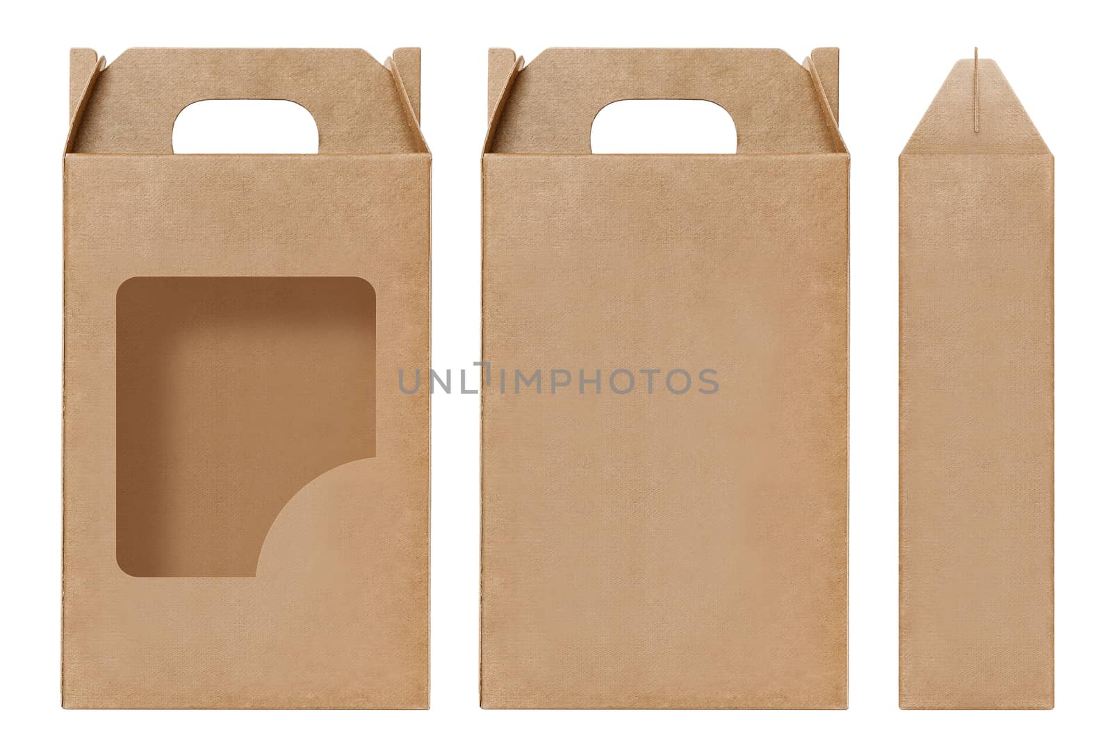 Box brown window shape cut out Packaging template, Empty kraft Box Cardboard isolated white background, Boxes Paper kraft natural material, Gift Box Brown Paper from Industrial Packaging carton by cgdeaw
