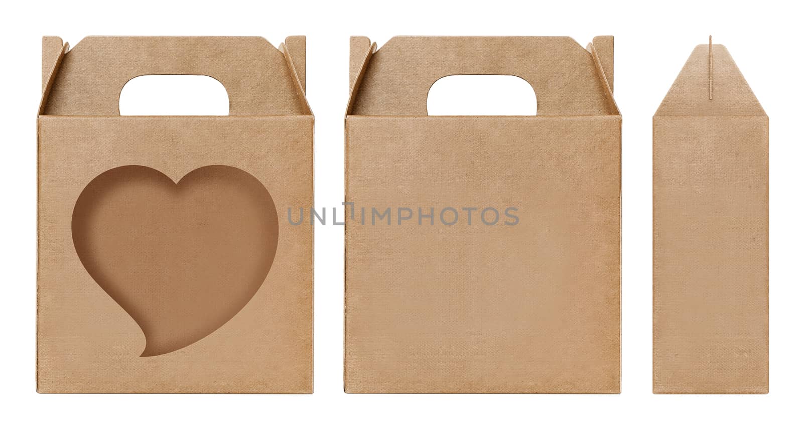 Box brown window Heart shape cut out Packaging template, Empty kraft Box Cardboard isolated white background, Boxes Paper kraft natural material, Gift Box Brown Paper from Industrial Packaging carton by cgdeaw