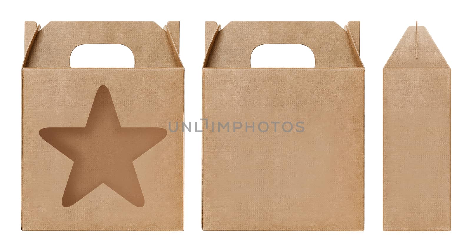 Box brown window Star shape cut out Packaging template, Empty kraft Box Cardboard isolated white background, Boxes Paper kraft natural material, Gift Box Brown Paper from Industrial Packaging carton by cgdeaw
