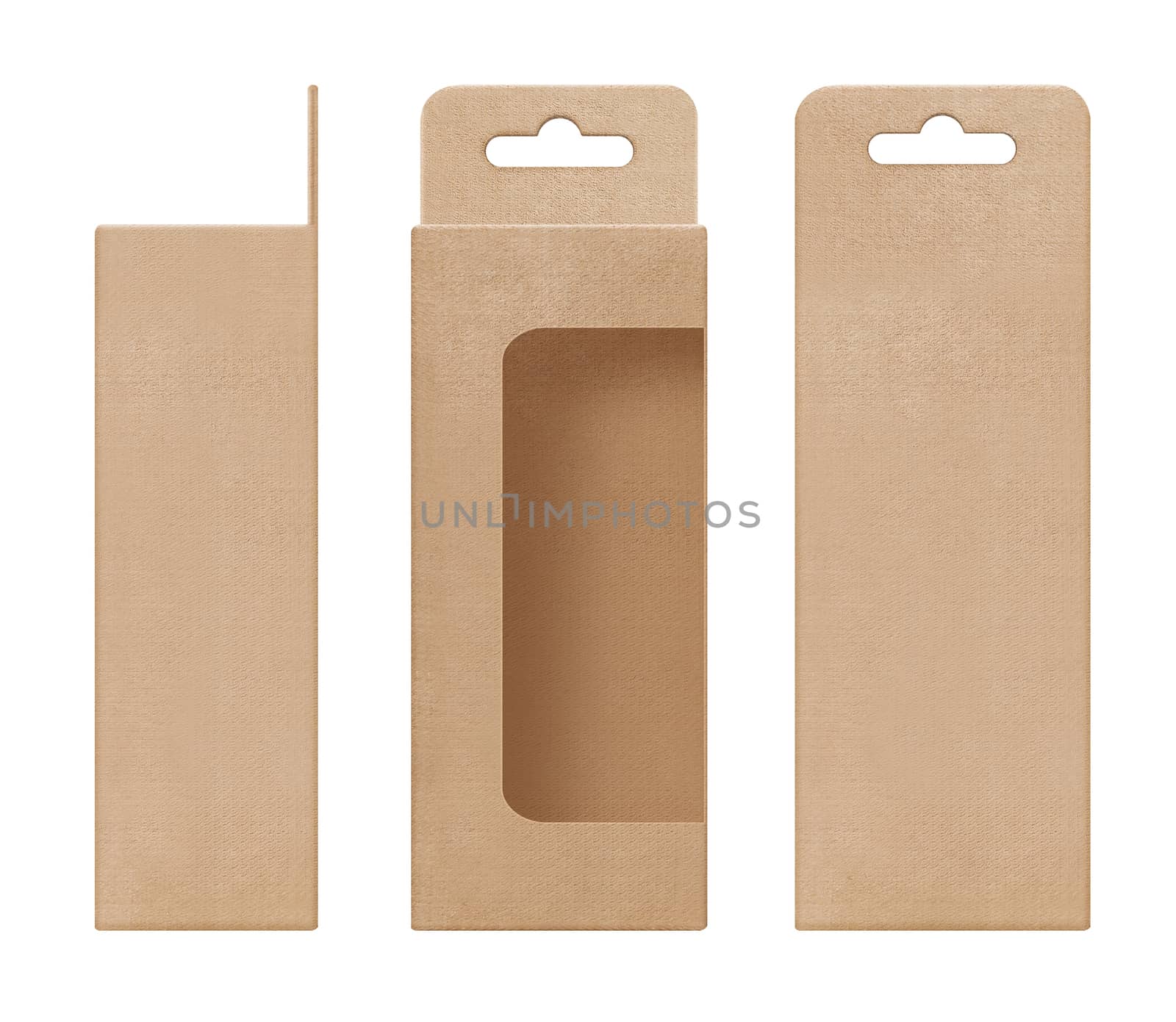 box, packaging, box brown for hanging cut out window shape open blank template for design product package by cgdeaw