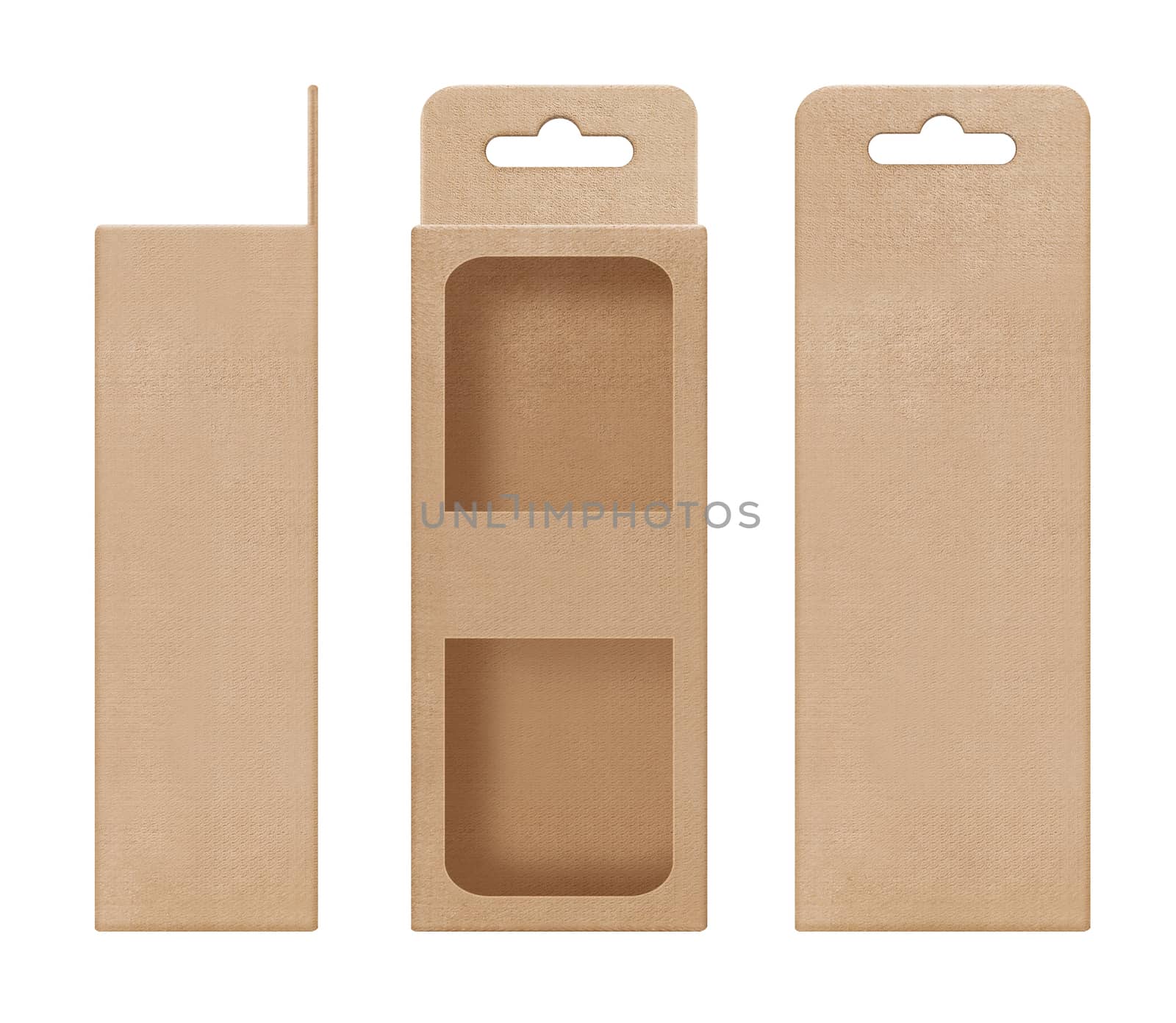 box, packaging, box brown for hanging cut out window shape open blank template for design product package by cgdeaw