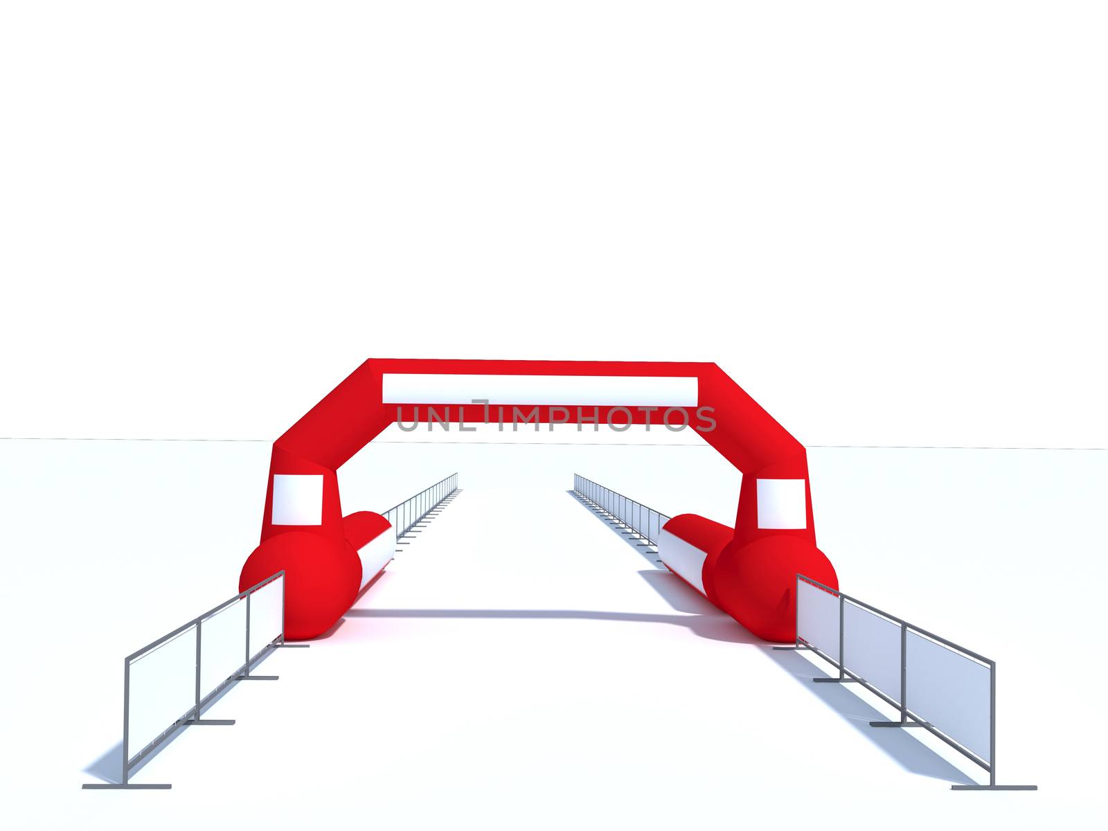 Inflatable start and finish line arch illustrations - Inflatable archways suitable for outdoor sport events 3d render.