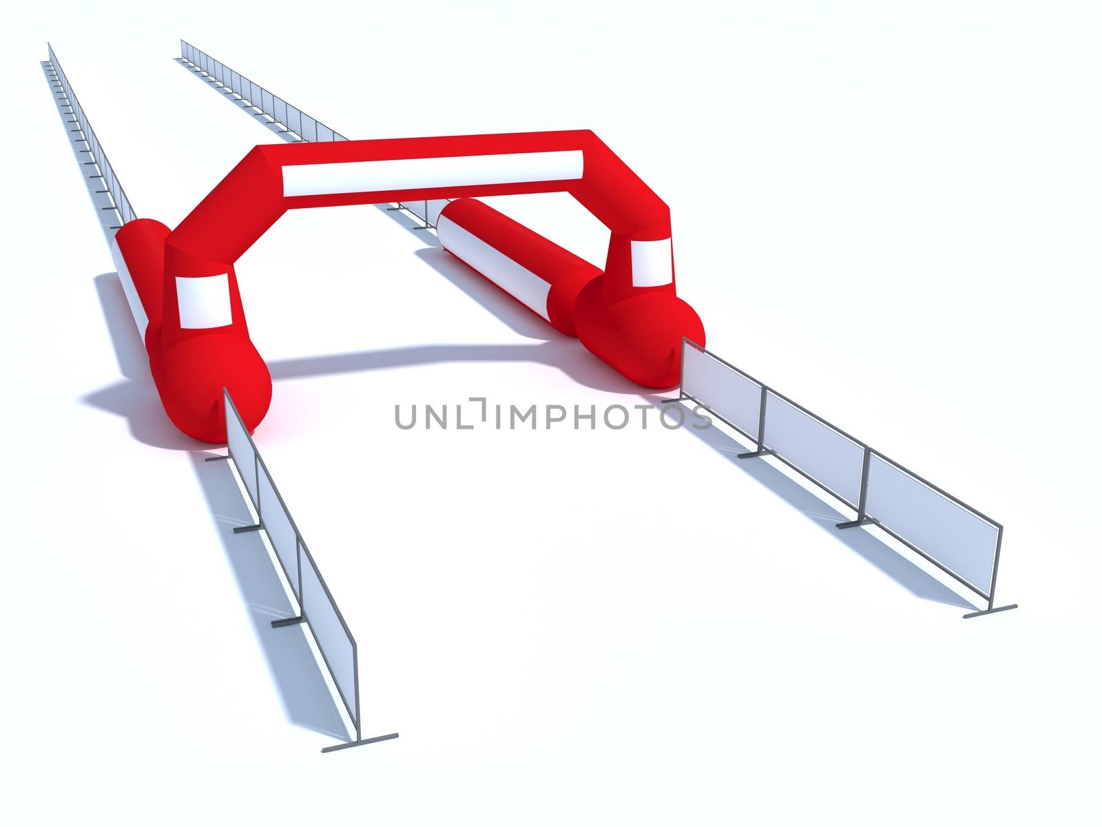 Inflatable start and finish line arch illustrations - Inflatable archways suitable for outdoor sport events 3d render.