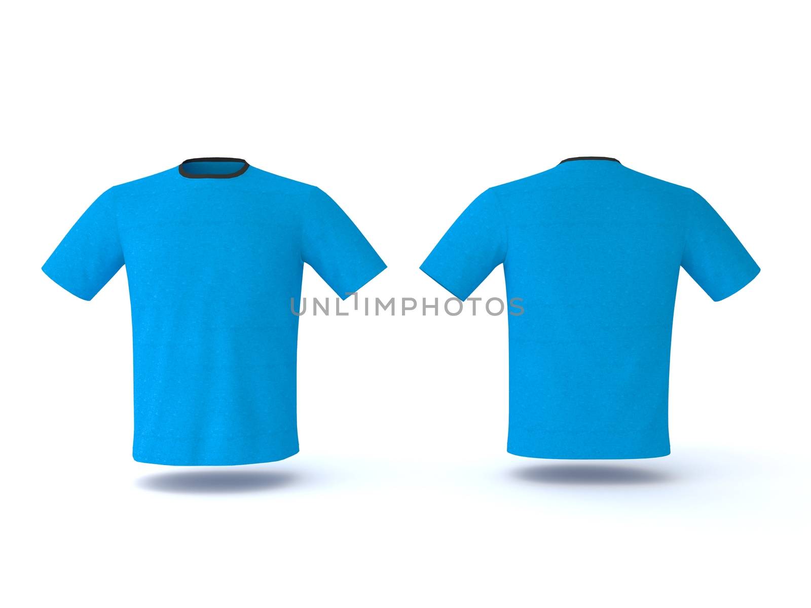 Blue T-shirt template, isolated on background. Men's realistic T-shirt mockup 3d render.