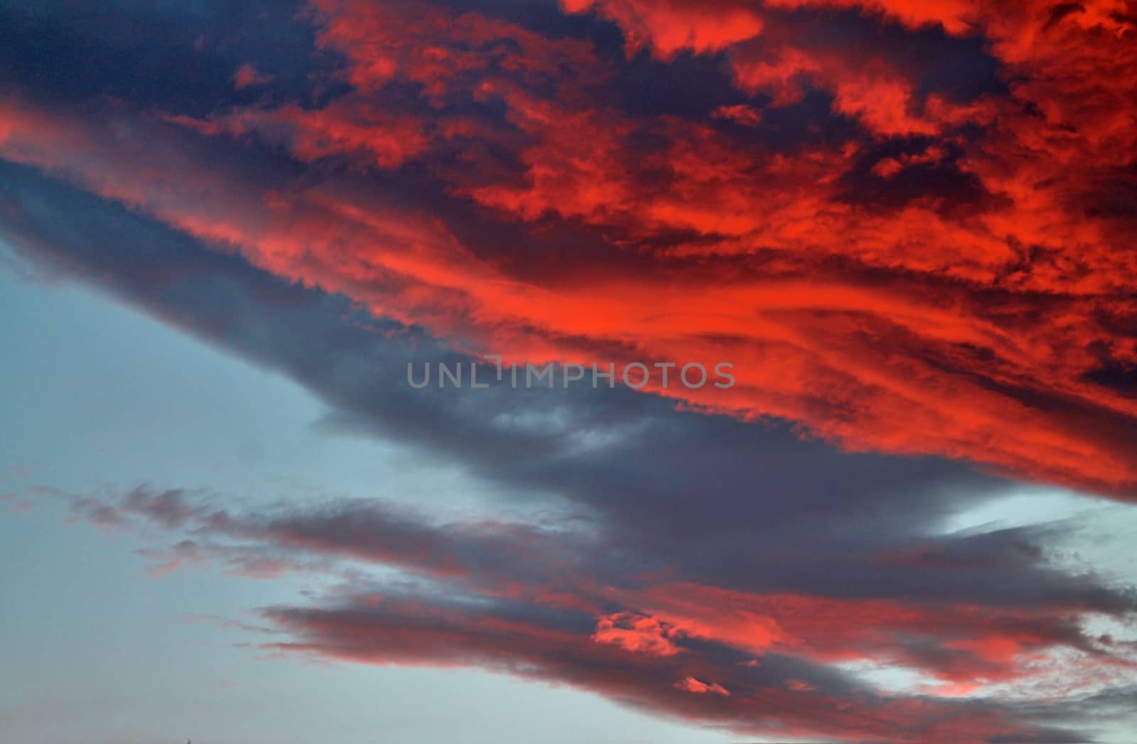 Beautiful panorama of orange and yellow clouds at sunrise by MP_foto71