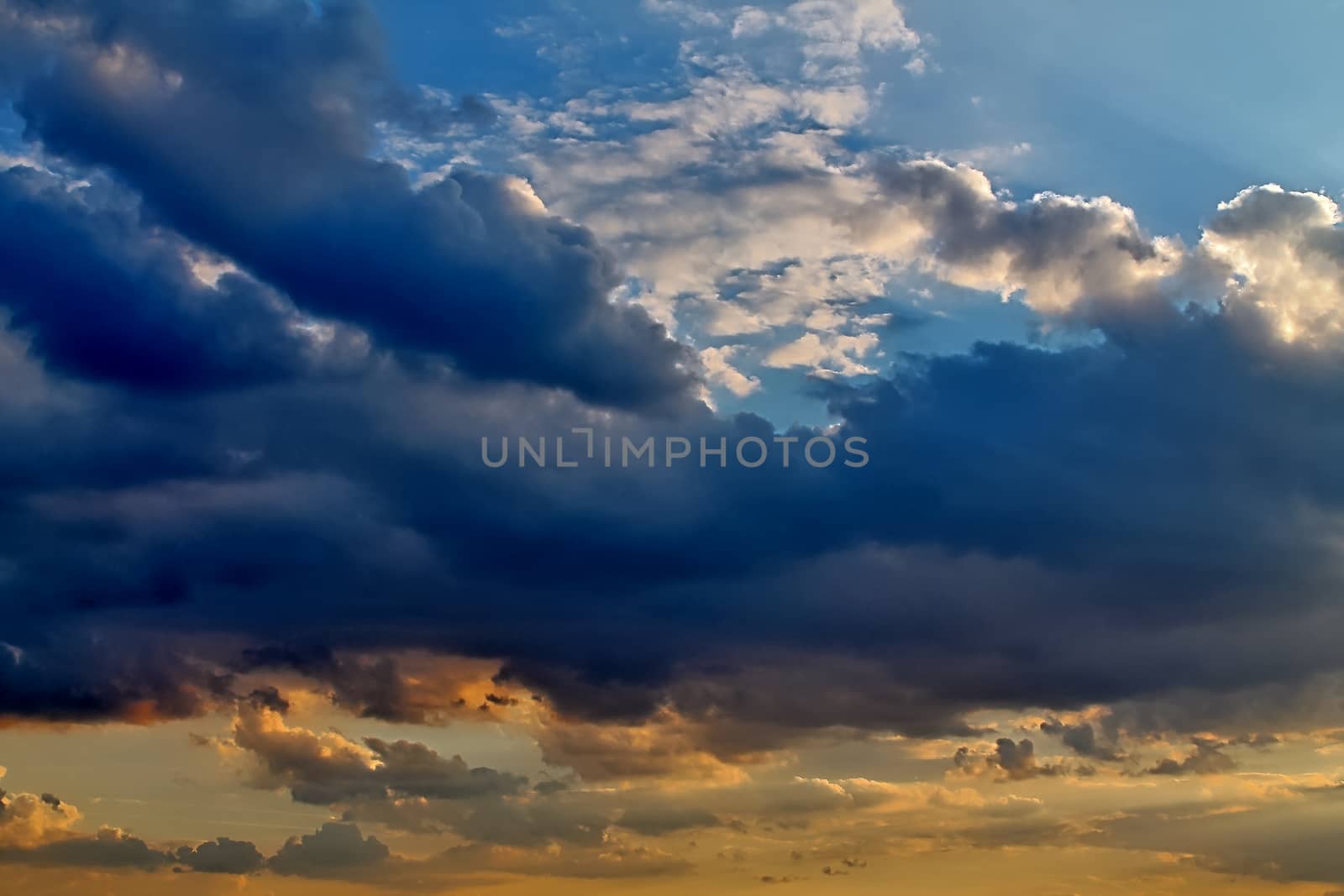 Beautiful panorama of orange and yellow clouds at sunrise by MP_foto71