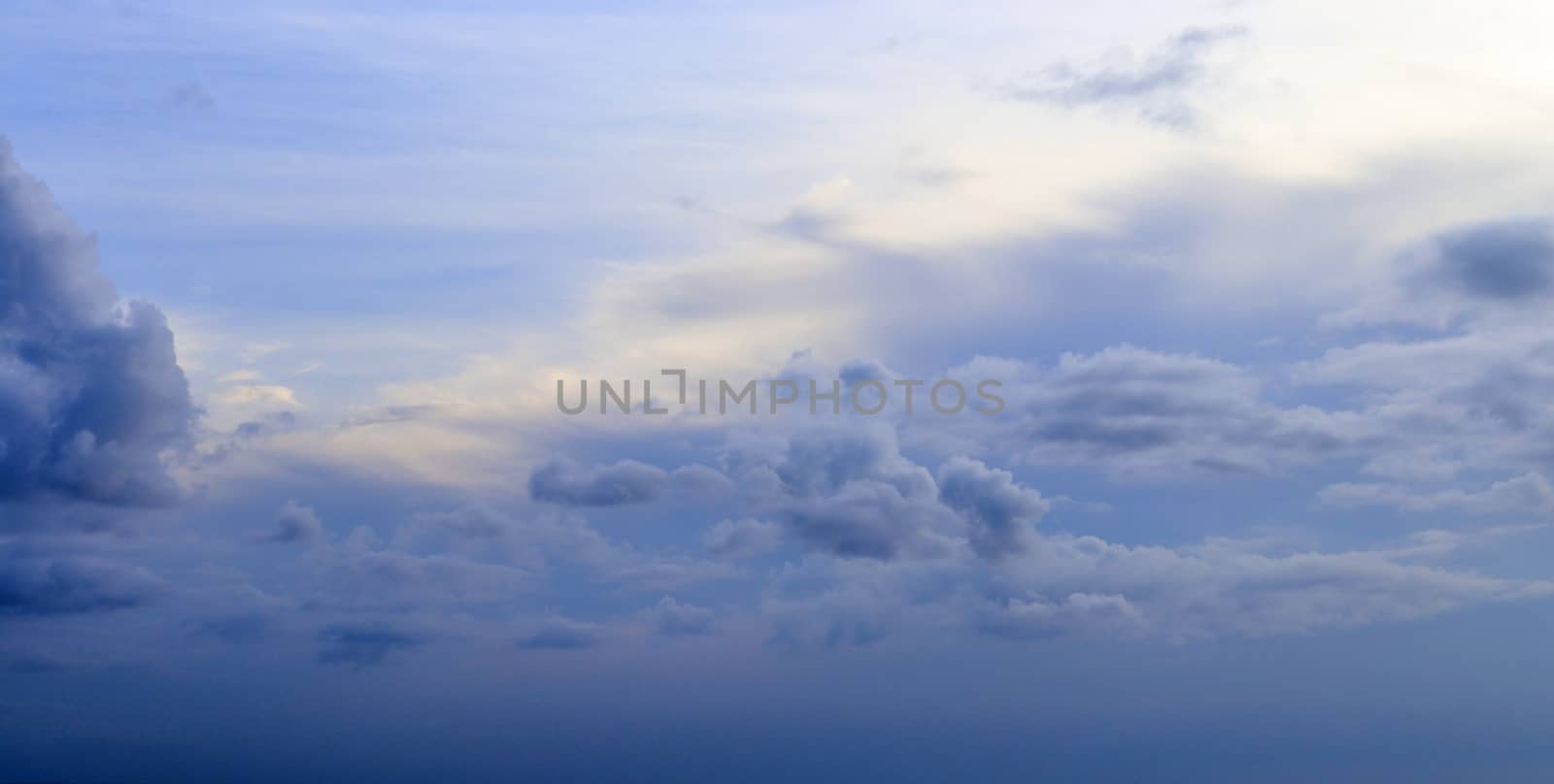 Beautiful panorama of orange and yellow clouds at sunrise by MP_foto71