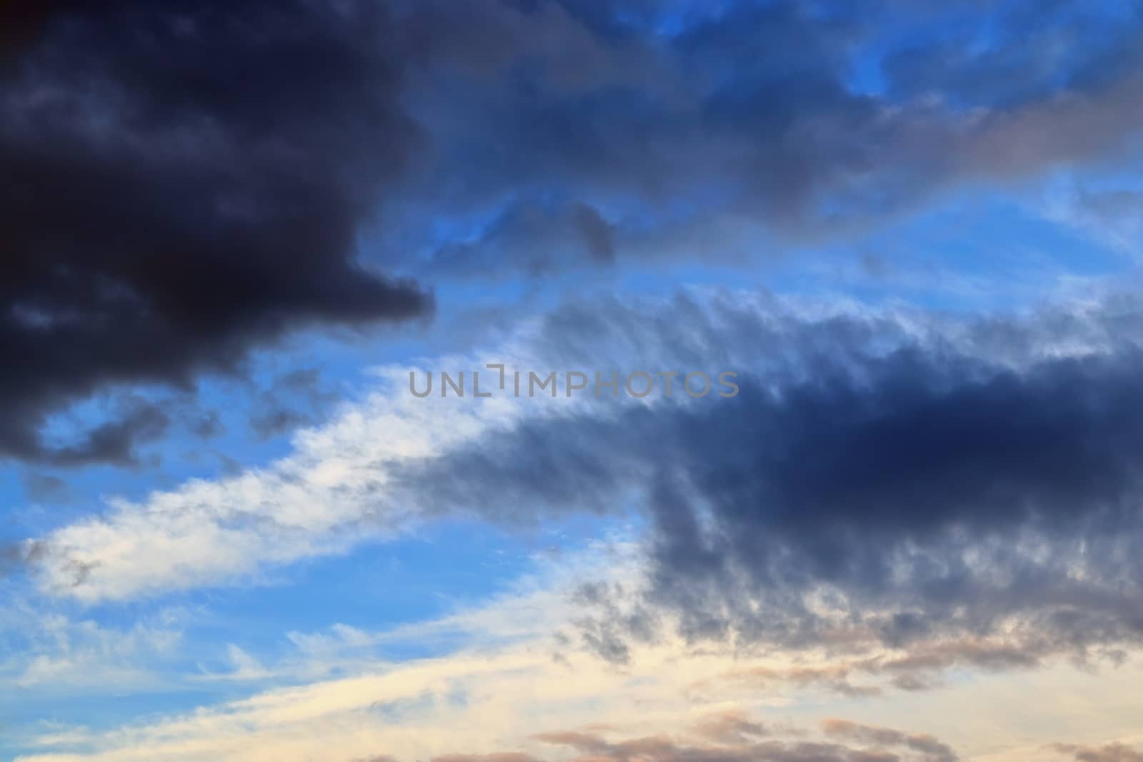 Beautiful panorama of orange and yellow clouds at sunrise by MP_foto71