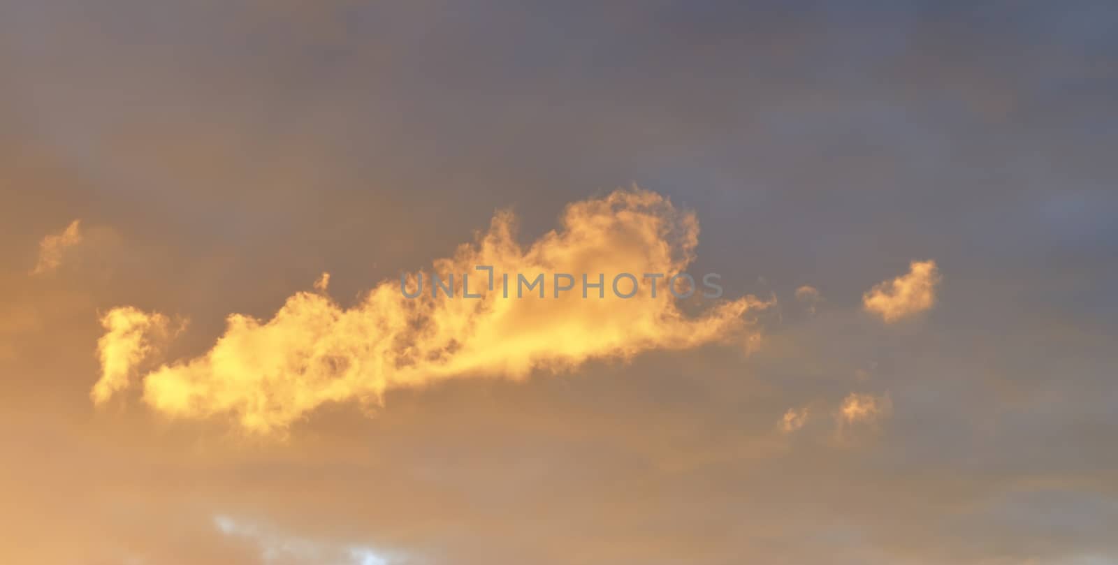 Beautiful panorama of orange and yellow clouds at sunrise by MP_foto71