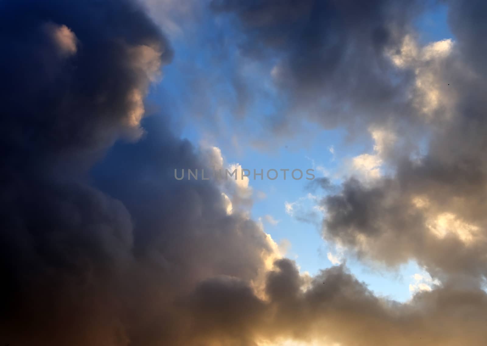 Beautiful panorama of orange and yellow clouds at sunrise by MP_foto71