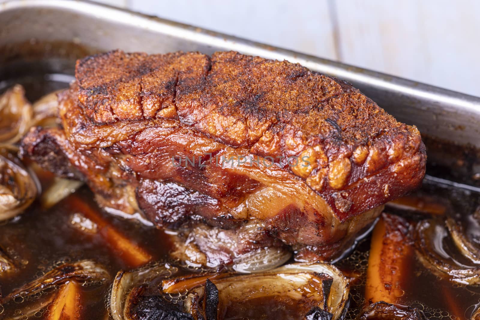bavarian roasted pork in a casserole