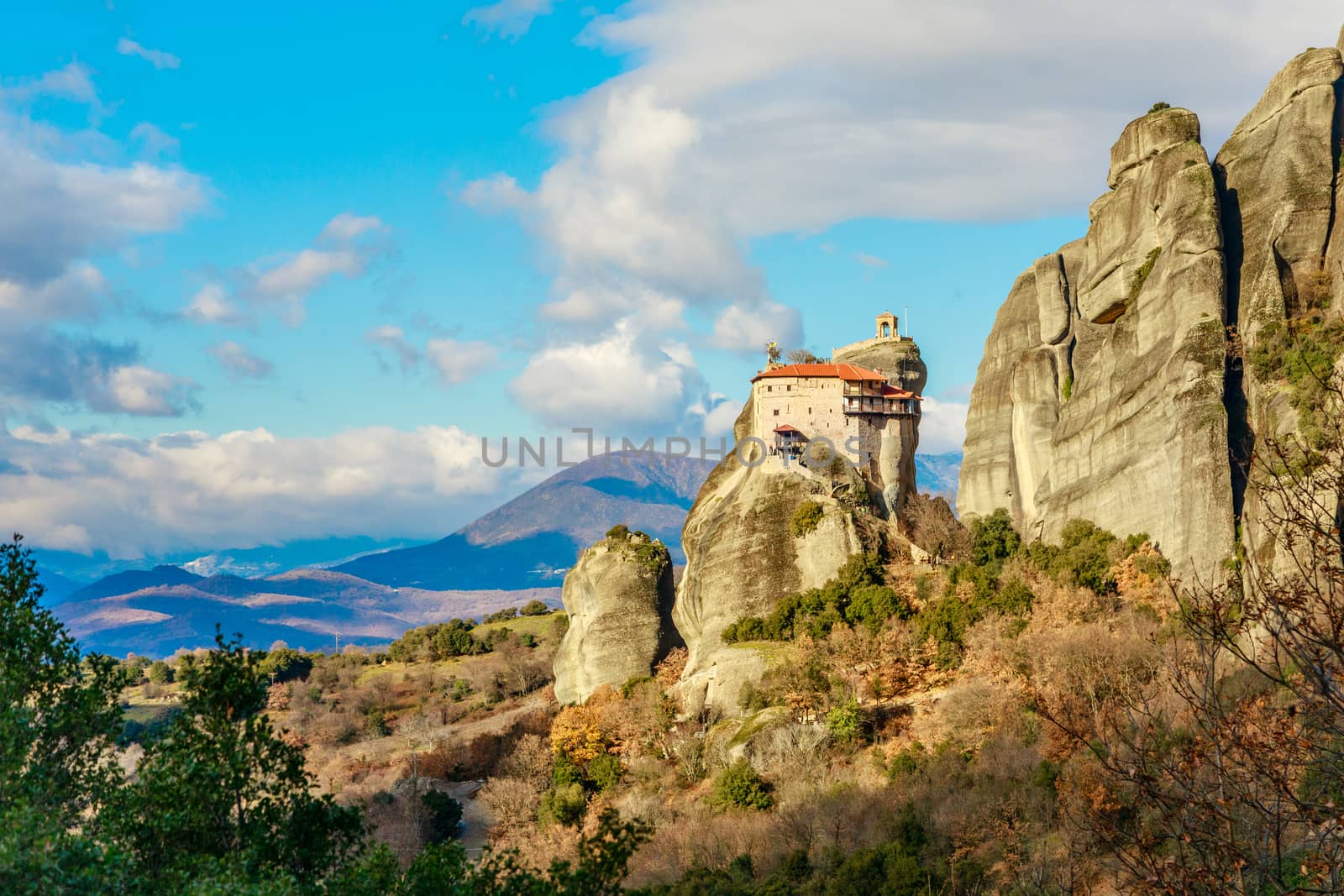 Monastery of Agios Nikolaos Anapafsas built on the steep rocks of Meteors, Kalampaka, Trikala, Thessaly, Greece