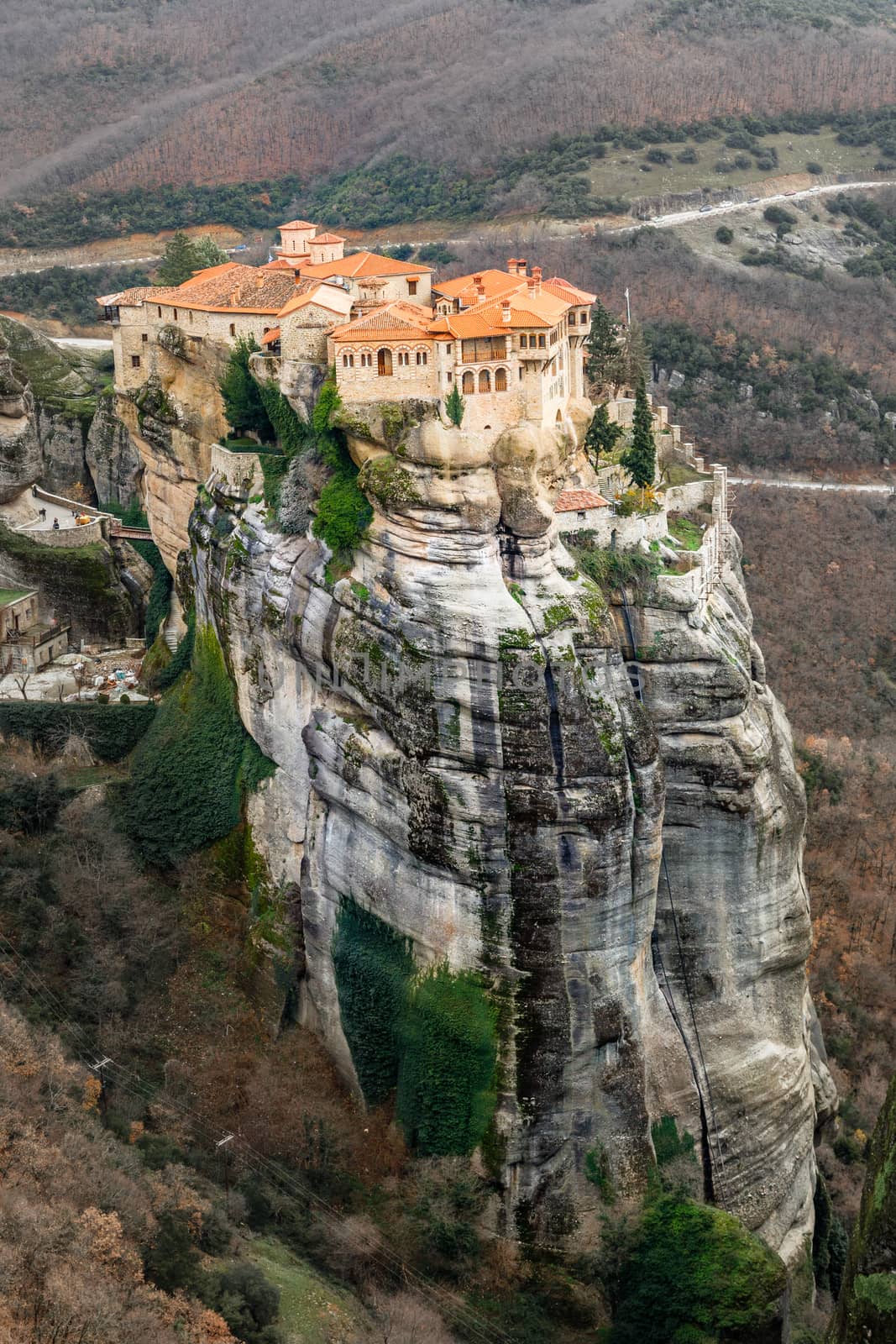 Varlaam monastery located on the huge rock, Kalabaka, Meteors, T by ambeon