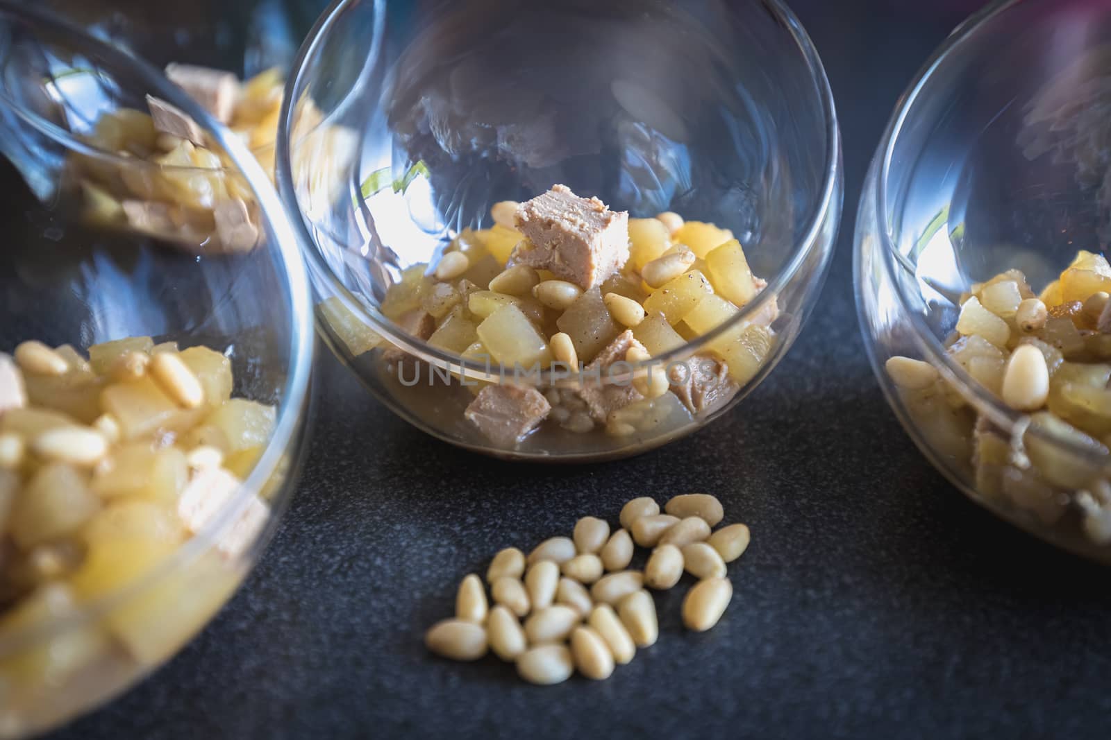 Verrine of pear foie gras and pine nuts by AtlanticEUROSTOXX