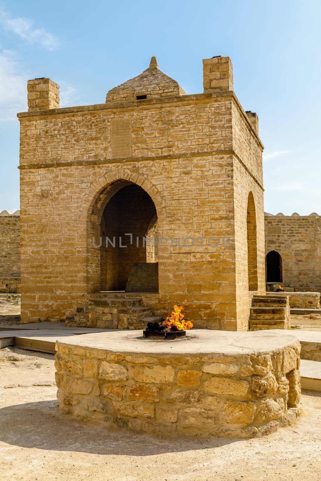 Ancient stone temple of Atashgah, Zoroastrian place of fire worship, Baku, Azerbaijan