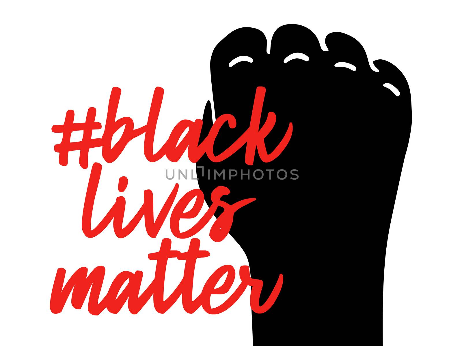 I can't breathe slogan Black lives matter. Black clenched protest fist with barbed wire and bullet holes. Illustration, vector