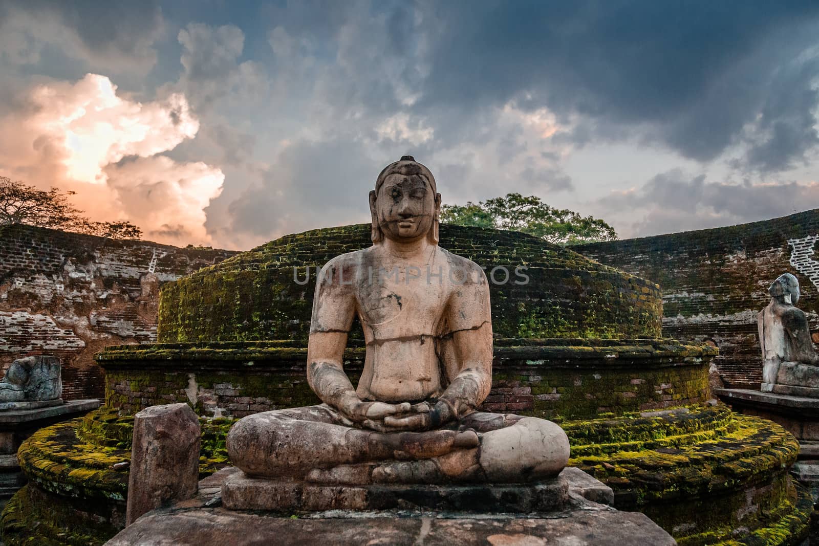 Meditating buddha statue in ancient city of Polonnaruwa, North Central Province, Sri Lanka