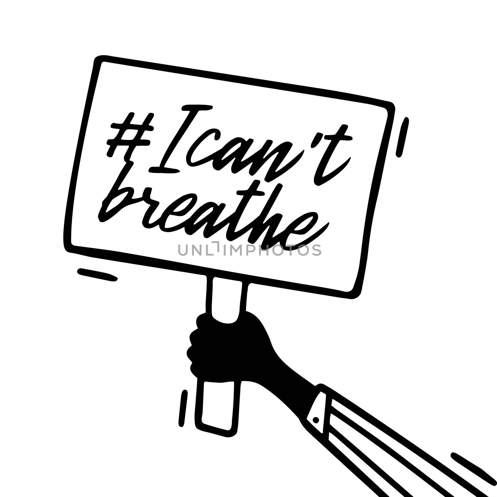 Vector Picket Placard Sign i can't breathe Protest. Activist protest Hand Banner Sign by lunarts