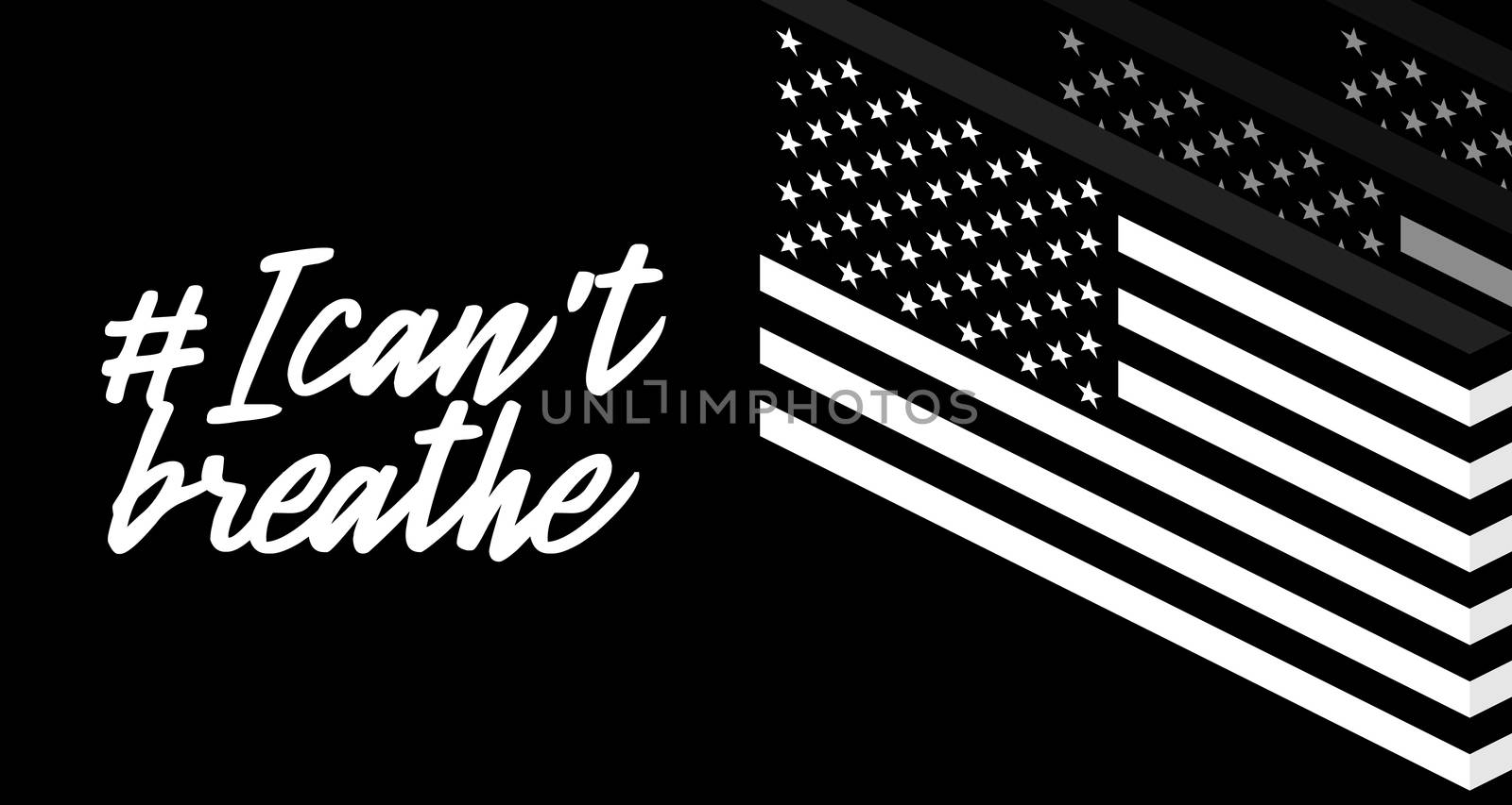 United States national flag colors and lettering text I CAN'T BREATHE.Symbol of protest.Text message for protest action.Vector ilustration