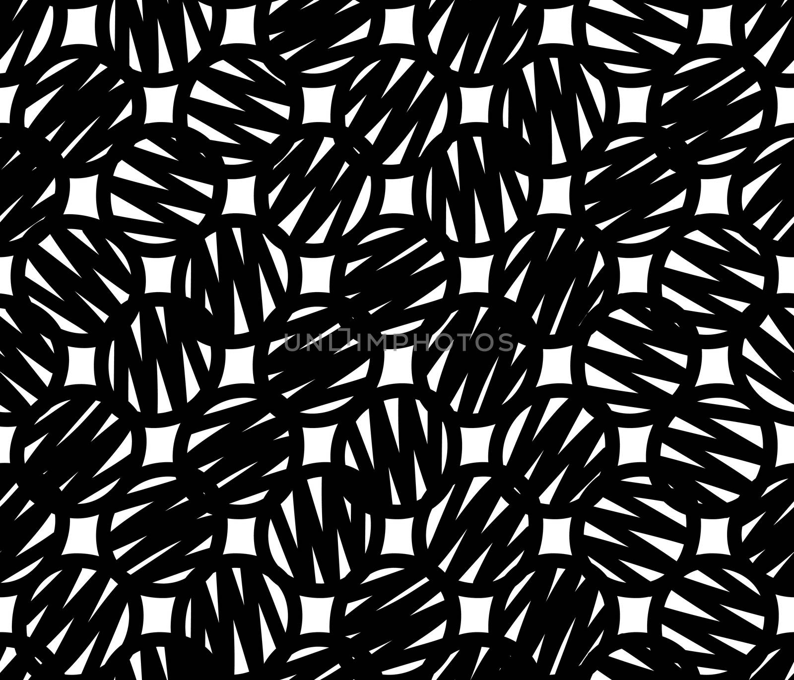 A seamless pattern of doodle circles. Abstract figures are round painted by hand black on a white background. Vector illustration. Vector illustration