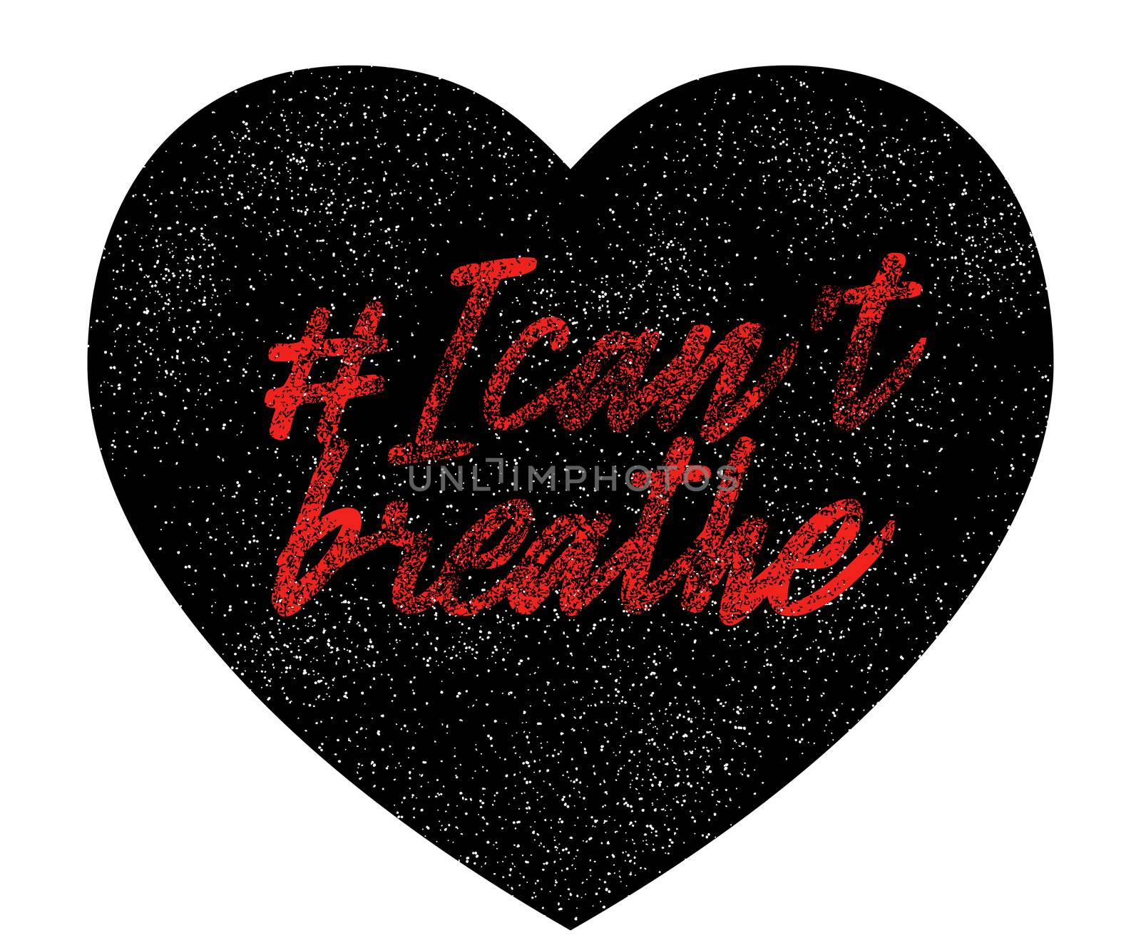 I can't breathe Heart shape. No to racism.Police violence. stop violence.Flat vector illustration.For banners, posters, and social networks