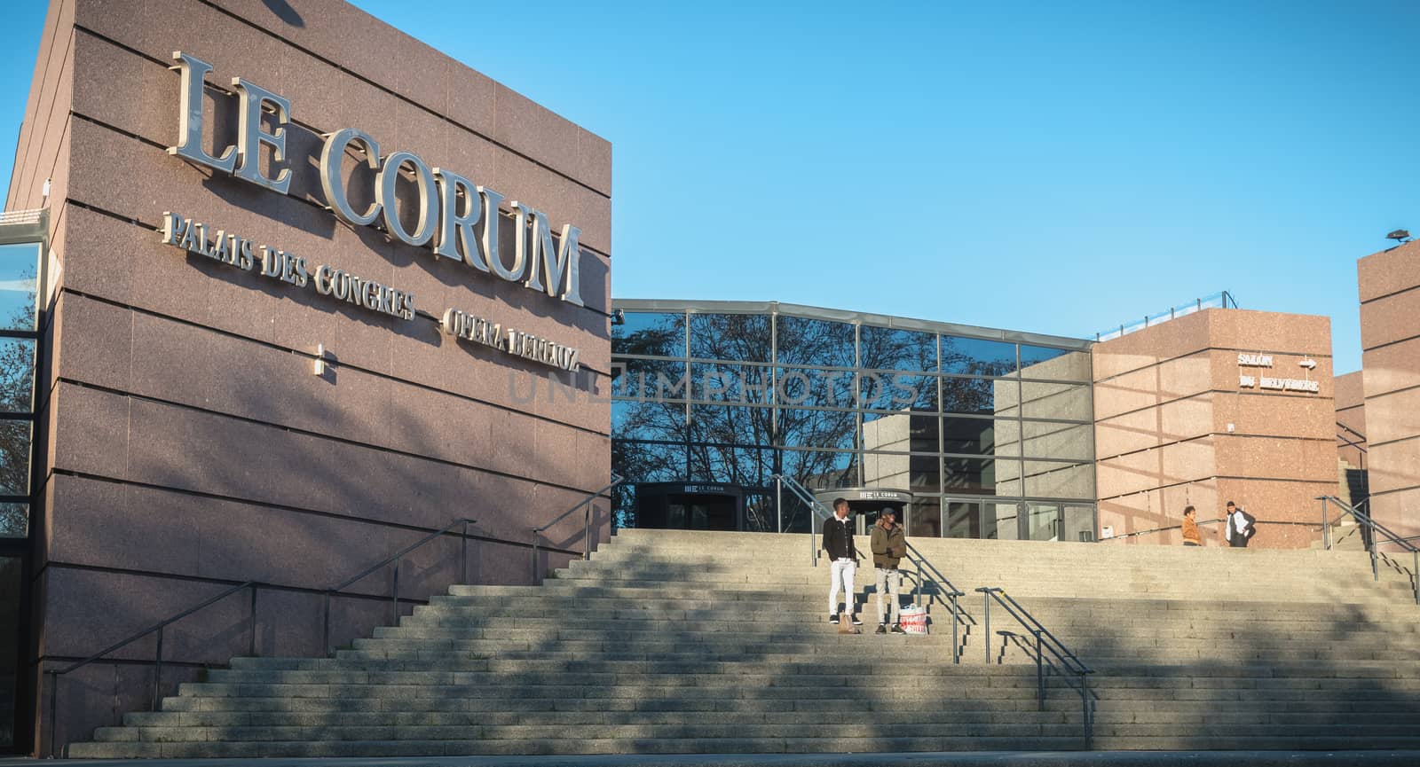 architectural detail of the Corum, a convention center and Opera by AtlanticEUROSTOXX
