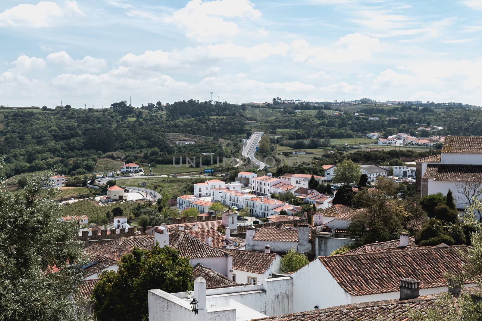 View of the countryside and the houses surrounding obidos, Portu by AtlanticEUROSTOXX