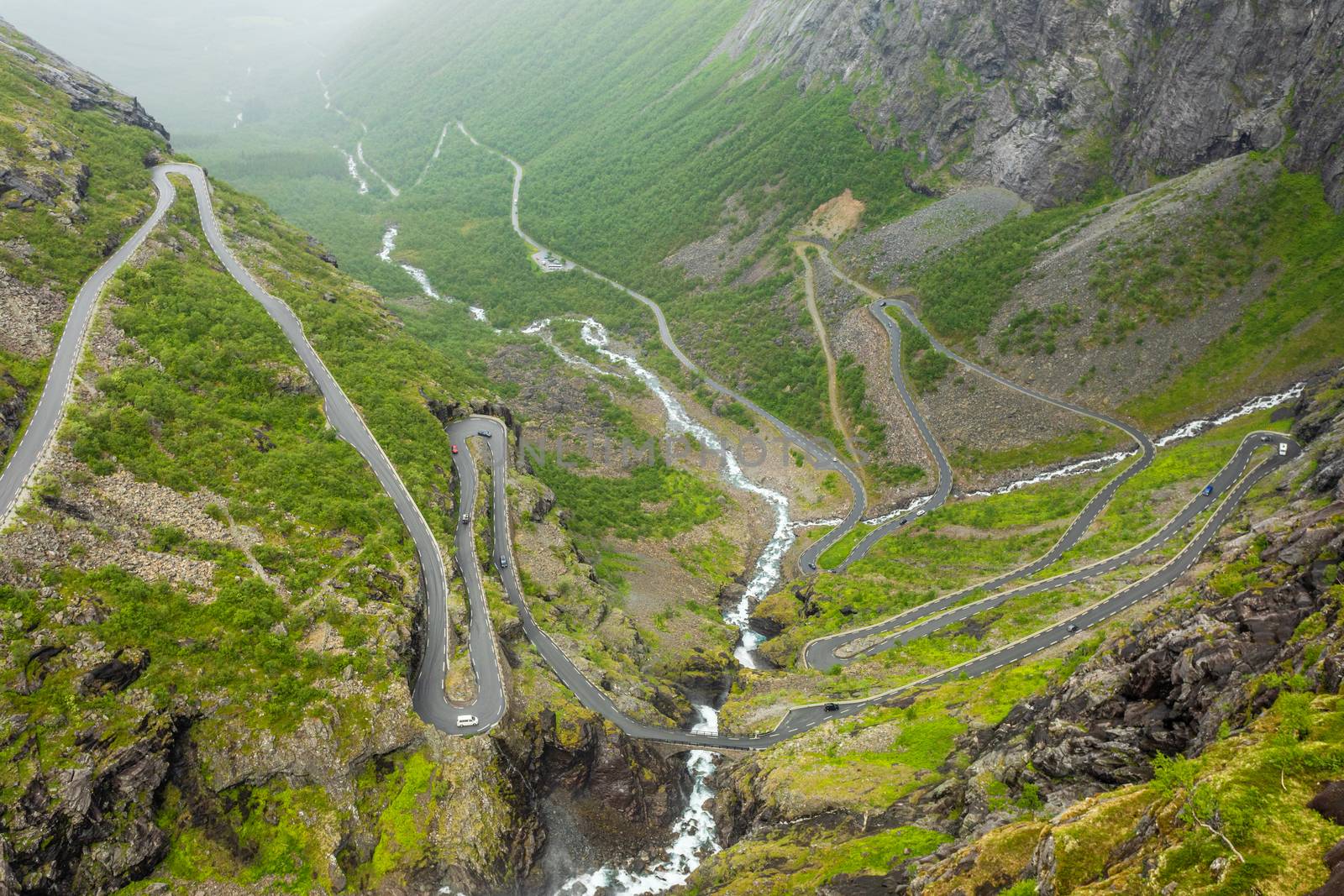Path of trolles, the curved road across mountain, Trollstigen, R by ambeon
