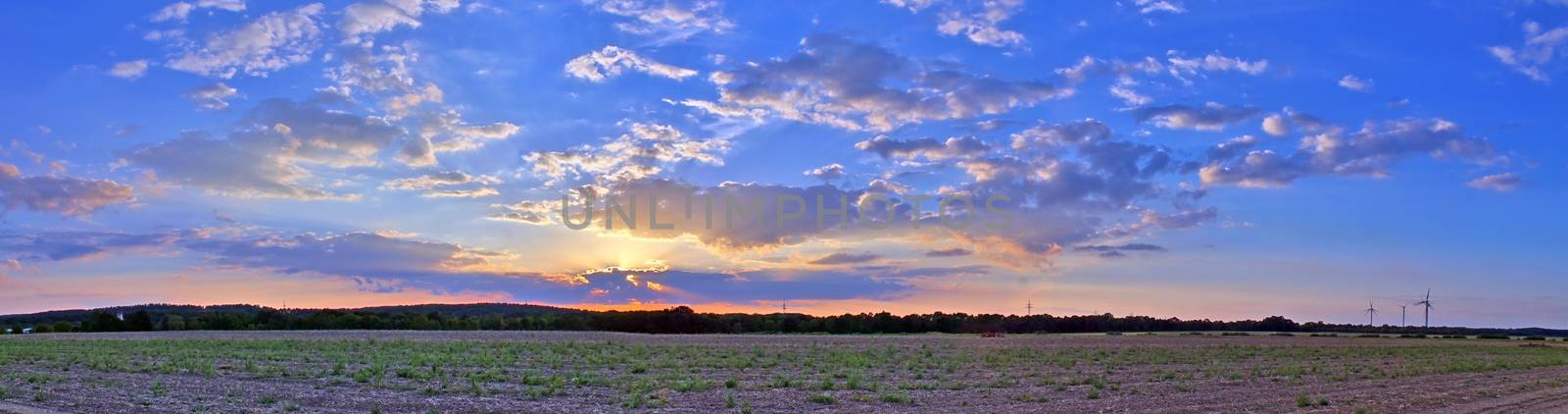 Beautiful and romantic sunset at a lake in yellow and orange col by MP_foto71