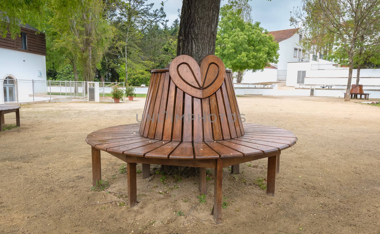 detail view on the heart decorated benches of the garden of love by AtlanticEUROSTOXX