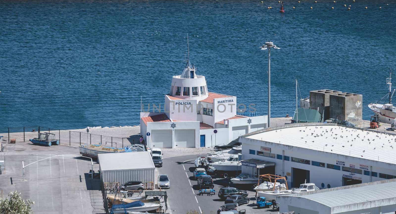 View of the Maritme police station at the entrance to the port o by AtlanticEUROSTOXX