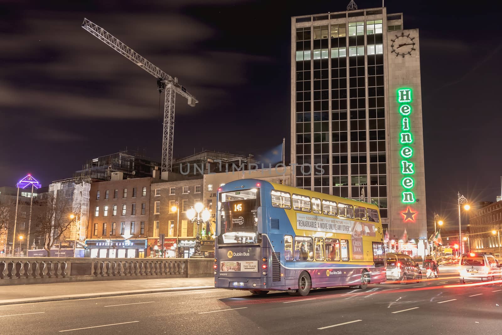 street atmosphere and architectural detail at night in Dublin by AtlanticEUROSTOXX