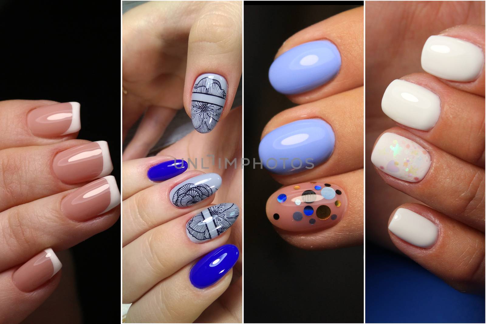 Collage manicure nail design. Manicure design