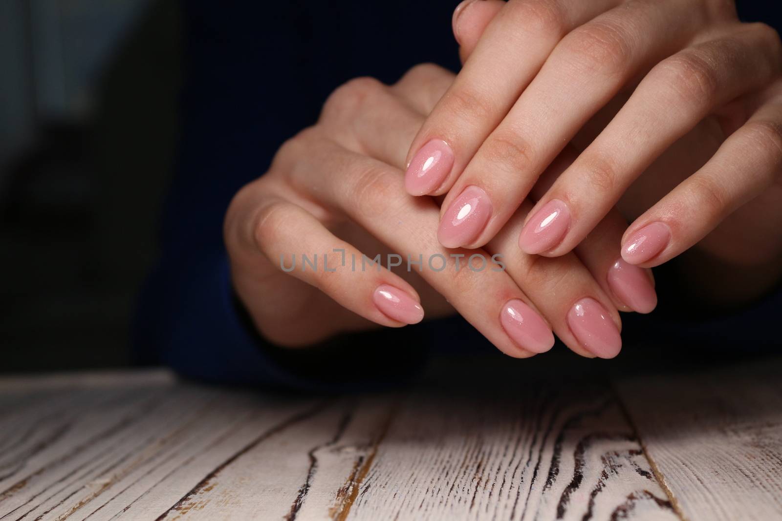 Beautiful woman's nails with beautiful christmas manicure studio