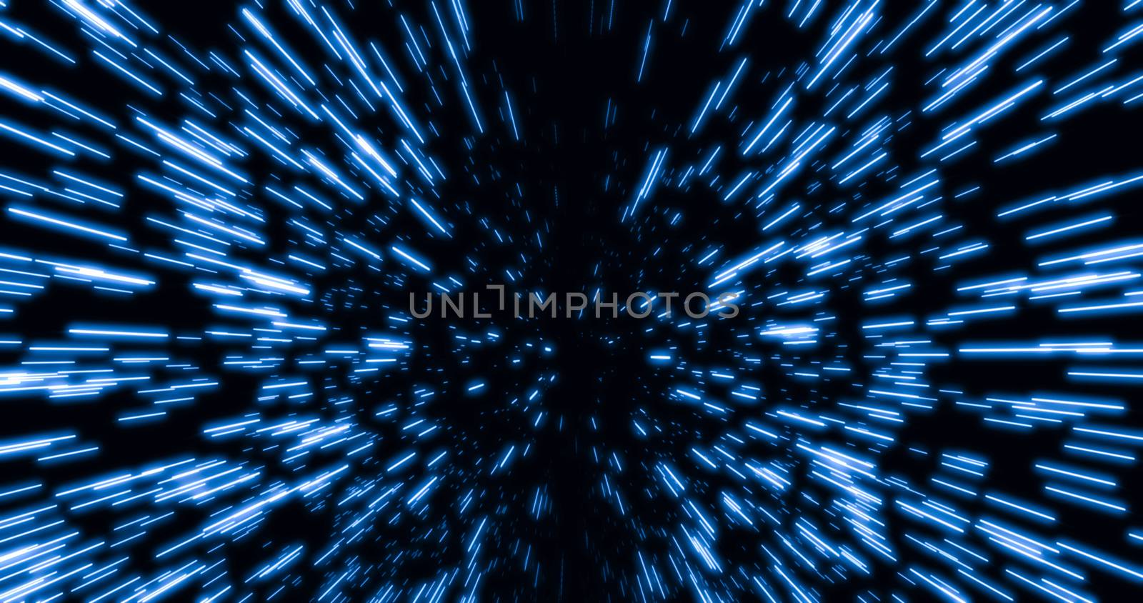 Abstract Hyperspace of Light Speed and Warp Speed in blue  star trail 