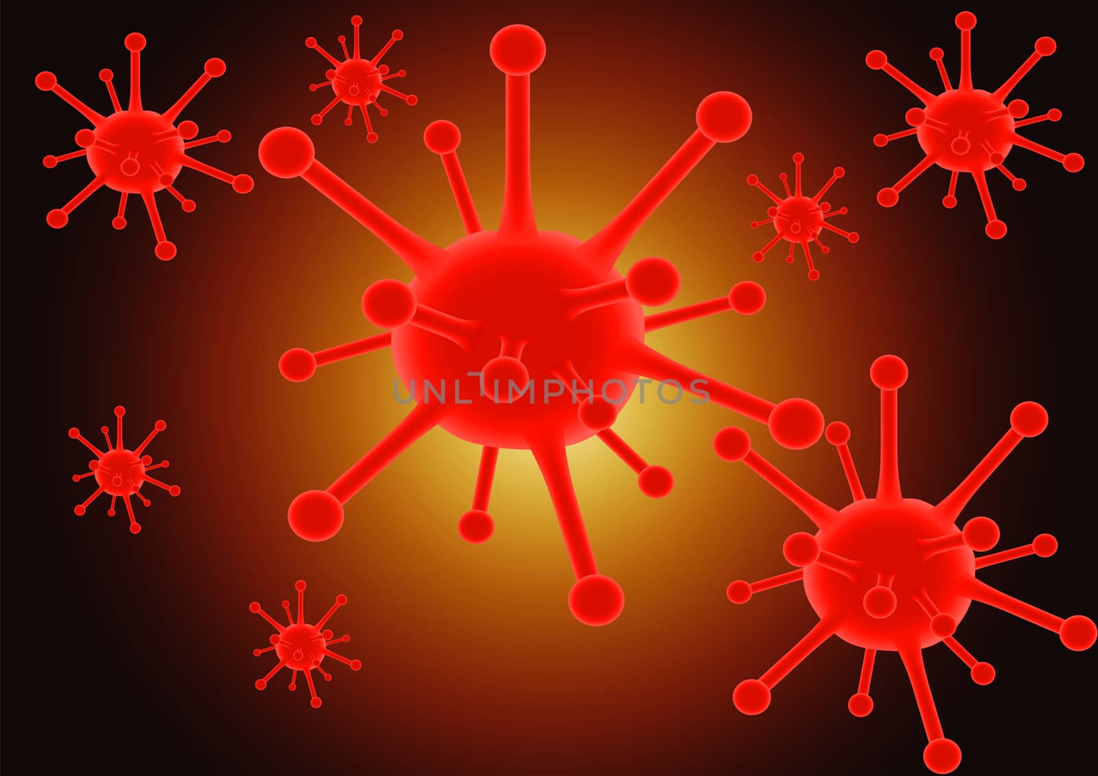 Abstract of Coronavirus disease COVID-19 infection medical with red blood cells on a dark background