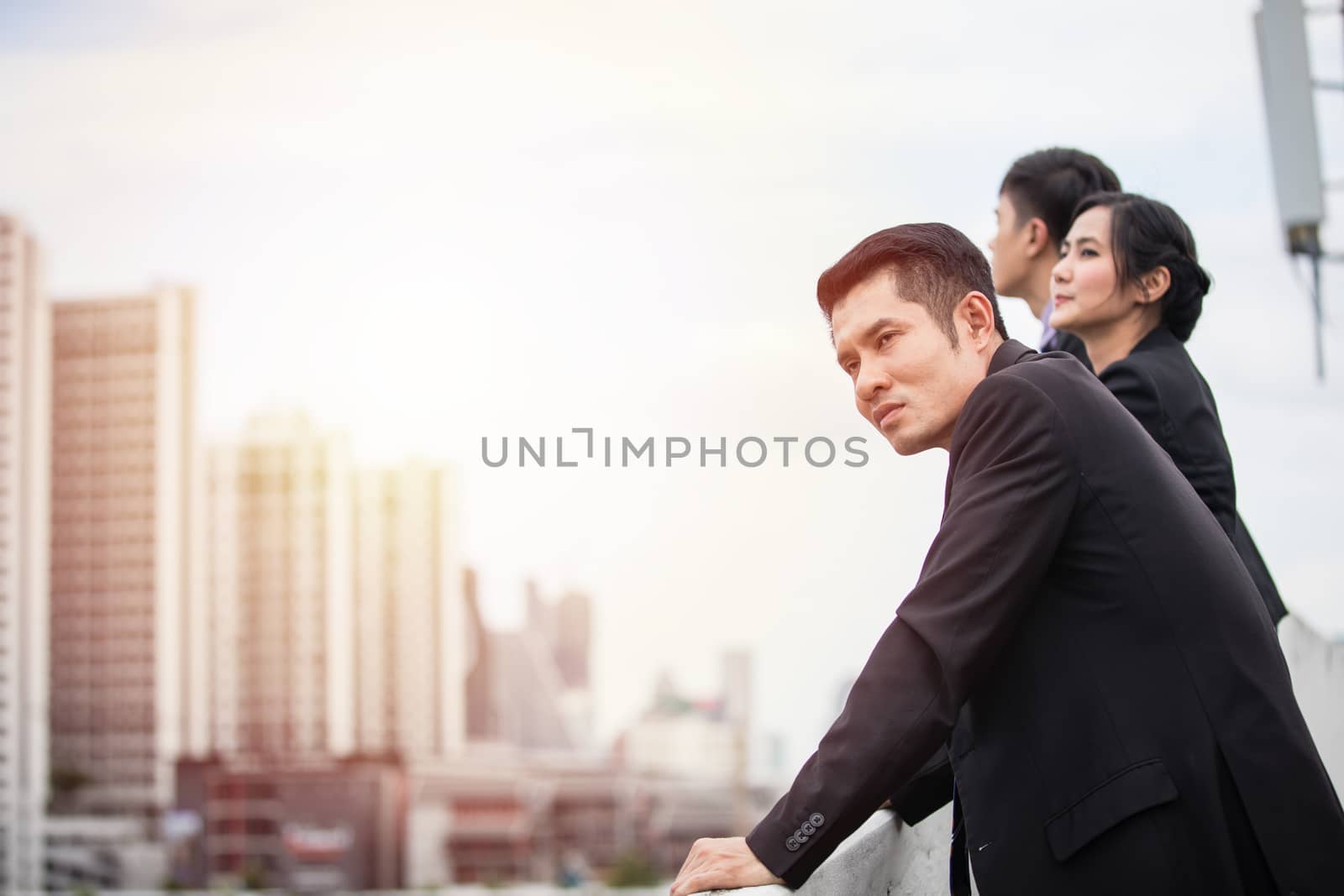 Group of business people with businessman leader celebrating success Achievement and smiling