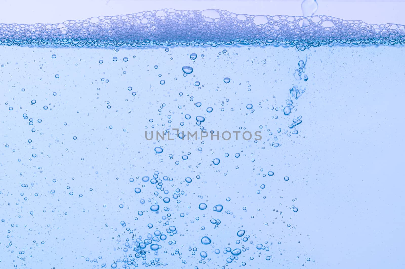 Light blue bubbles and water White background